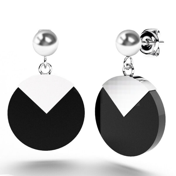 Solid 925 Sterling Silver Black Onyx Earrings Round Disc