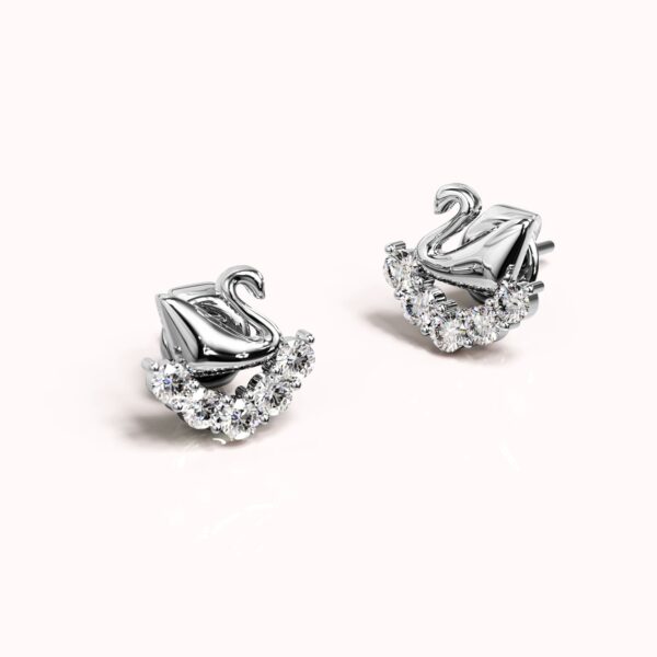 Solid 925 Sterling Silver Swans Upon Stars Earrings - Image 2