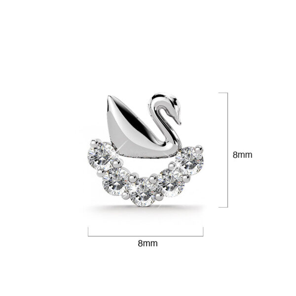 Solid 925 Sterling Silver Swans Upon Stars Earrings - Image 4