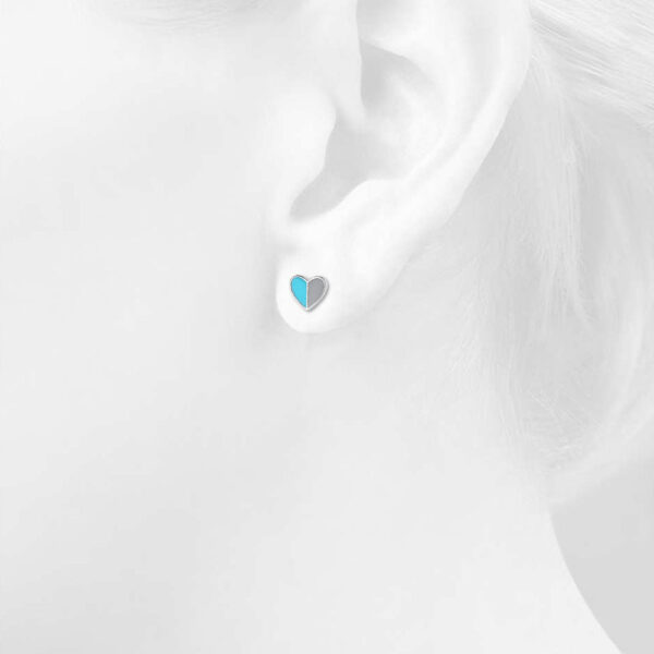 Solid 925 Sterling Silver Harmonious Turqoise Love Earrings - Image 2