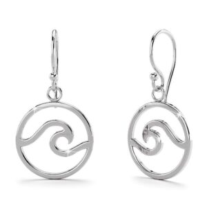 Solid 925 Sterling Silver Sea Wave Dangle Earrings