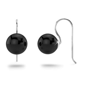 Solid 925 Sterling Silver Agate Gemstone Hook Drop Earrings