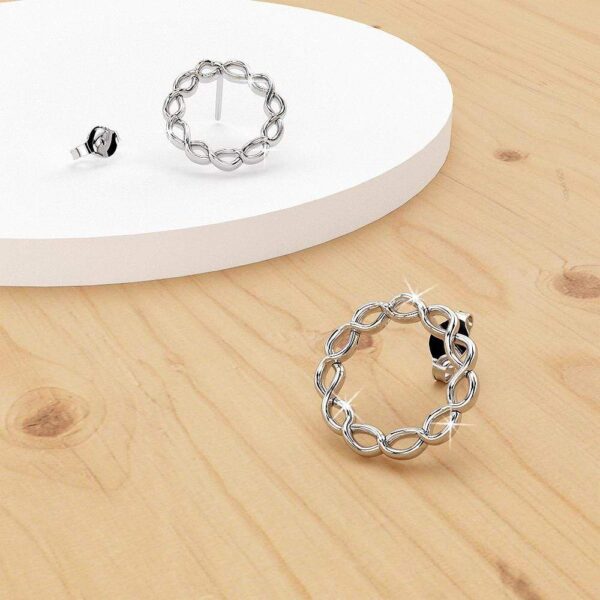 Solid 925 Sterling Silver Infinity Circle Earrings - Image 2