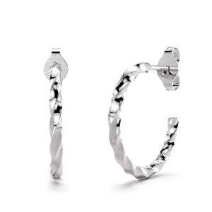 Solid 925 Sterling Silver Twisted C-Hoop Earrings
