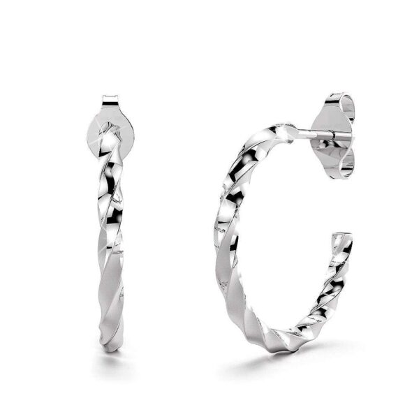 Solid 925 Sterling Silver Twisted C-Hoop Earrings