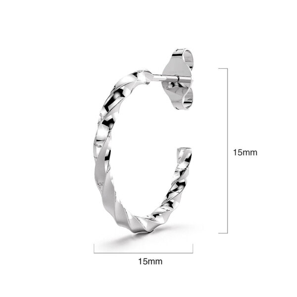 Solid 925 Sterling Silver Twisted C-Hoop Earrings - Image 5