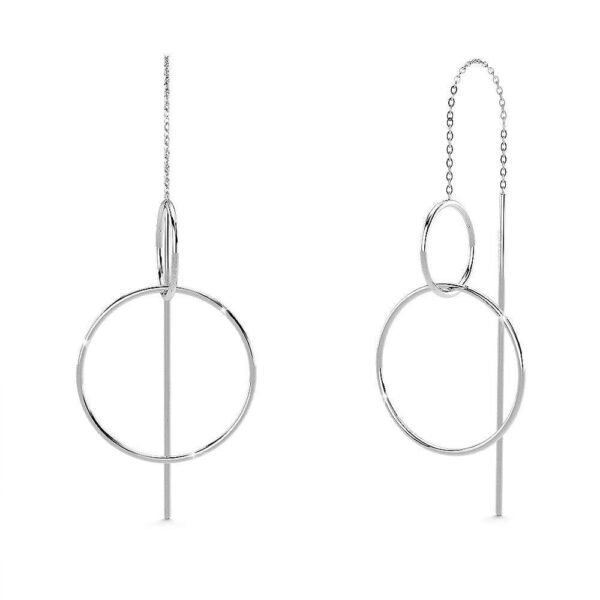 Solid 925 Sterling Silver Threader Earrings With Circles