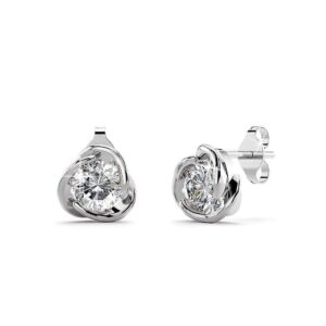 Solid 925 Sterling Silver Diamond Simulant Stud Earrings