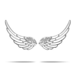 Solid 925 Sterling Silver Angel Wing Climber Earrings