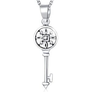 Solid 925 Sterling Silver Vintage Key Pendant