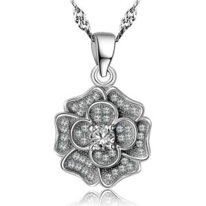 Solid 925 Sterling Silver Flowery Pendant