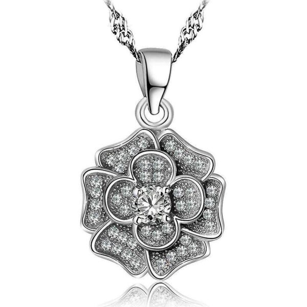 Solid 925 Sterling Silver Flowery Pendant