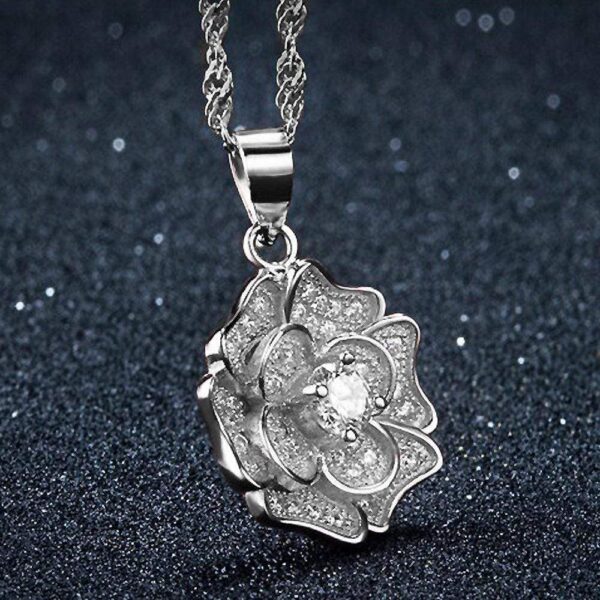 Solid 925 Sterling Silver Flowery Pendant - Image 2