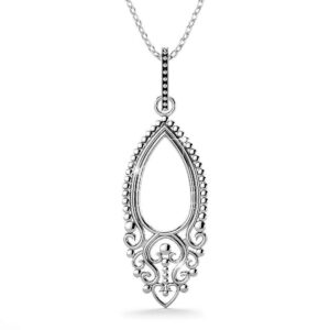 Solid 925 Sterling Silver Vintage Beaded Antique Pendant