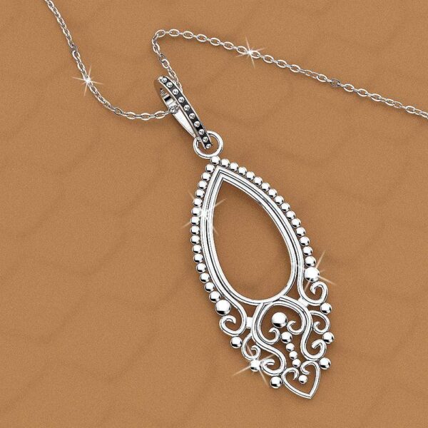 Solid 925 Sterling Silver Vintage Beaded Antique Pendant - Image 2