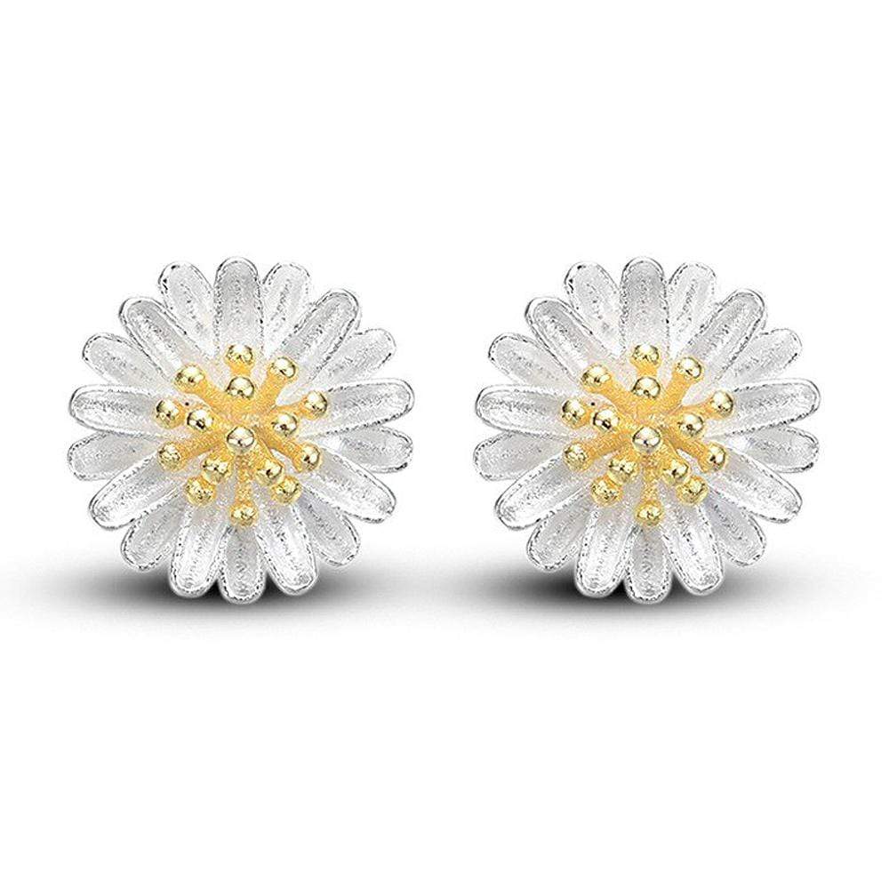 Solid 925 Sterling Silver Sunflower Pendant And Earrings Set - Image 2