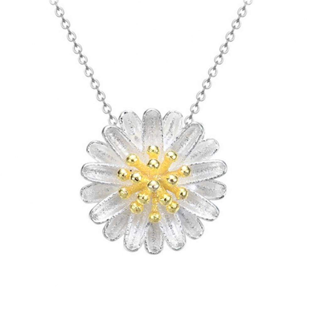 Solid 925 Sterling Silver Sunflower Pendant And Earrings Set - Image 3