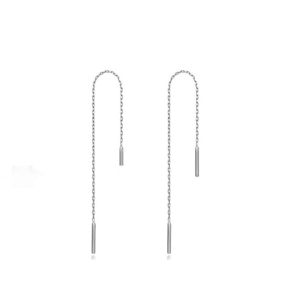 Solid 925 Sterling Silver 2 Pairs Threader Earrings Set - Image 3