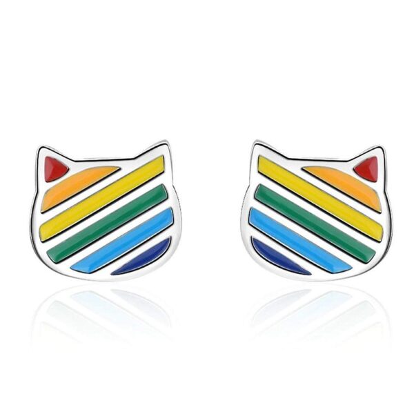 Rainbow Kitty Stud Earrings