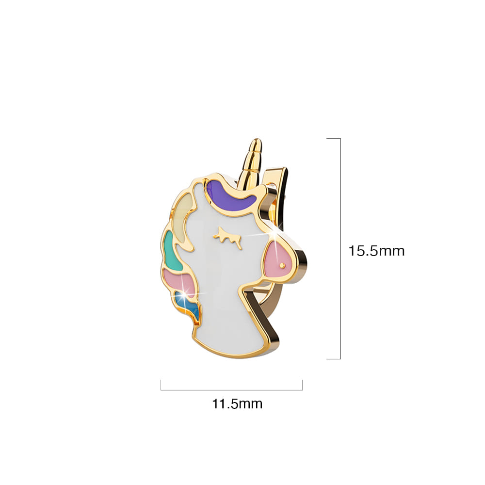 Colourful Magical Unicorn Gold Stud Earrings - Image 3