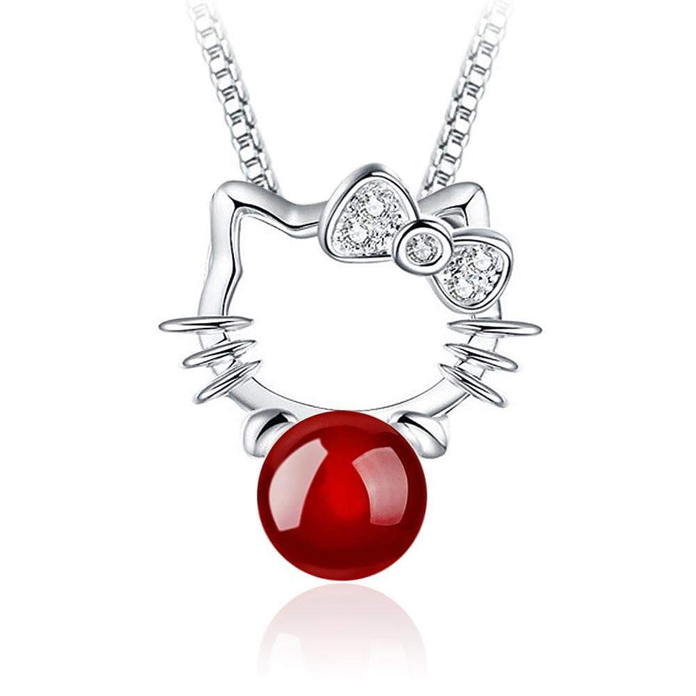 Hello Kitty Red Agate Necklace