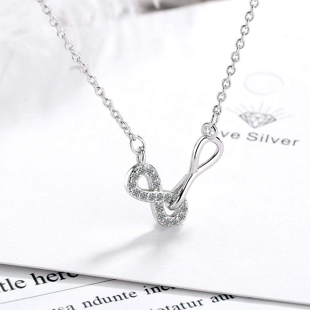 Double Infinity Friendship Forever Necklace White Gold - Image 2