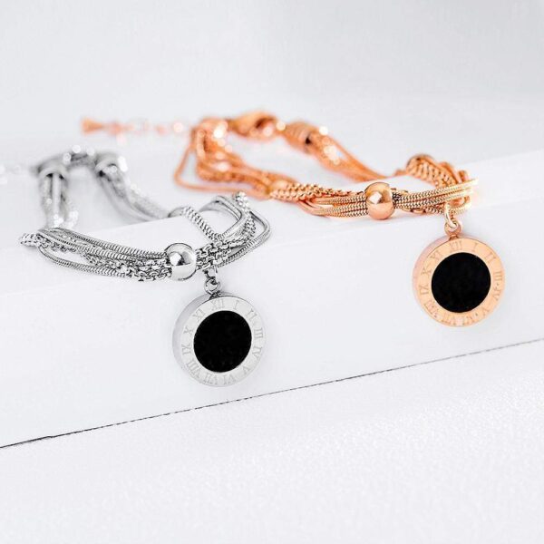Tiffany Inspired Roman Numeral Multiple Strand Bracelet In White Gold - Image 2