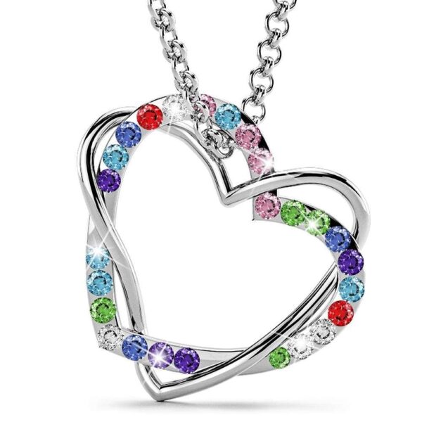 Two Hearts Entwined Necklace Multi Color Embellished with SWAROVSKI® Crystals