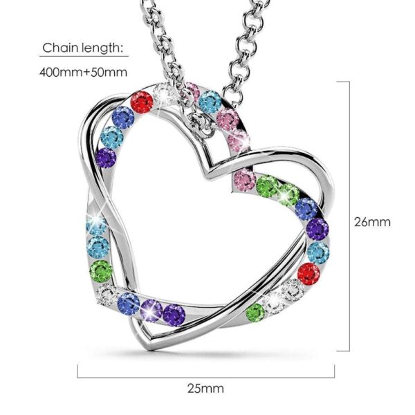 Two Hearts Entwined Necklace Multi Color Embellished with SWAROVSKI® Crystals - Image 2
