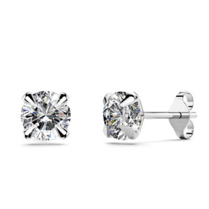 Solid 925 Sterling Silver Round Brilliant Cut Stud Earrings