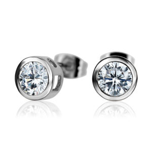 Bullion Gold Bezelette Earrings White Gold