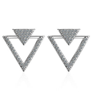 Bullion Gold Inverted Pyramid Stud Earrings White Gold