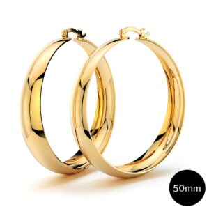 Bullion Gold Annie Graduated Hoop Earrings 50mm