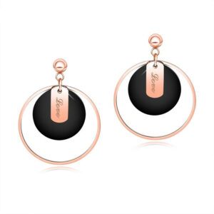 Bullion Gold Geometric Love Loop Dangle Earrings