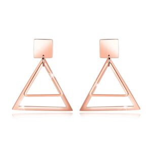 Bullion Gold Double Triangle Earrings