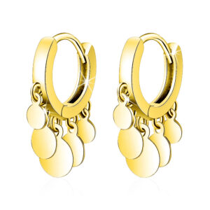 Bullion Gold Boho Medallion Huggie Gold Earrings