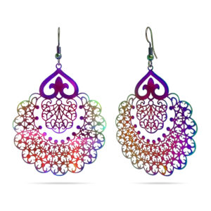 Bullion Gold Laser Etched Earrings In Rainbow