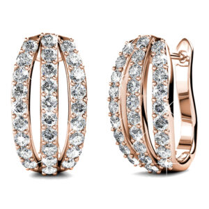 Krystal Couture Three-Row Latch-Back Rose Gold Earrings Embellished with SWAROVSKI® Crystals