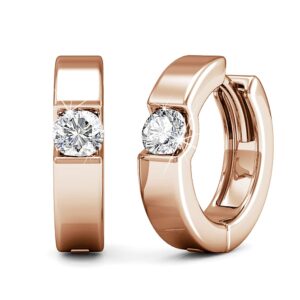 Krystal Couture Center Stone Huggie Earrings Embellished with SWAROVSKI® Crystals