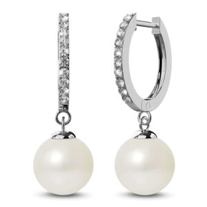 Krystal Couture Flawless Pearl Drop Hoop Earrings Embellished with SWAROVSKI® Crystals Pearls