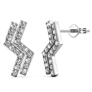 Krystal Couture Zigzag White Gold Stud Earrings Embellished with SWAROVSKI® Crystals