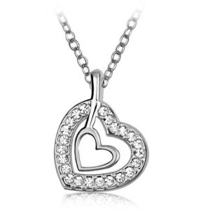 Krystal Couture Heart In Heart Necklace Embellished with SWAROVSKI® Crystals
