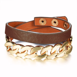 Snake Chain Leather Wrap Bracelet