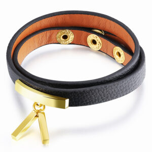 Ingenious Leather Wrap Bracelet Black