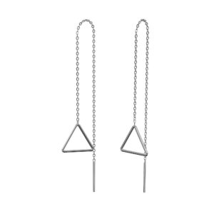 Solid 925 Sterling Silver Triangle Threader Earrings
