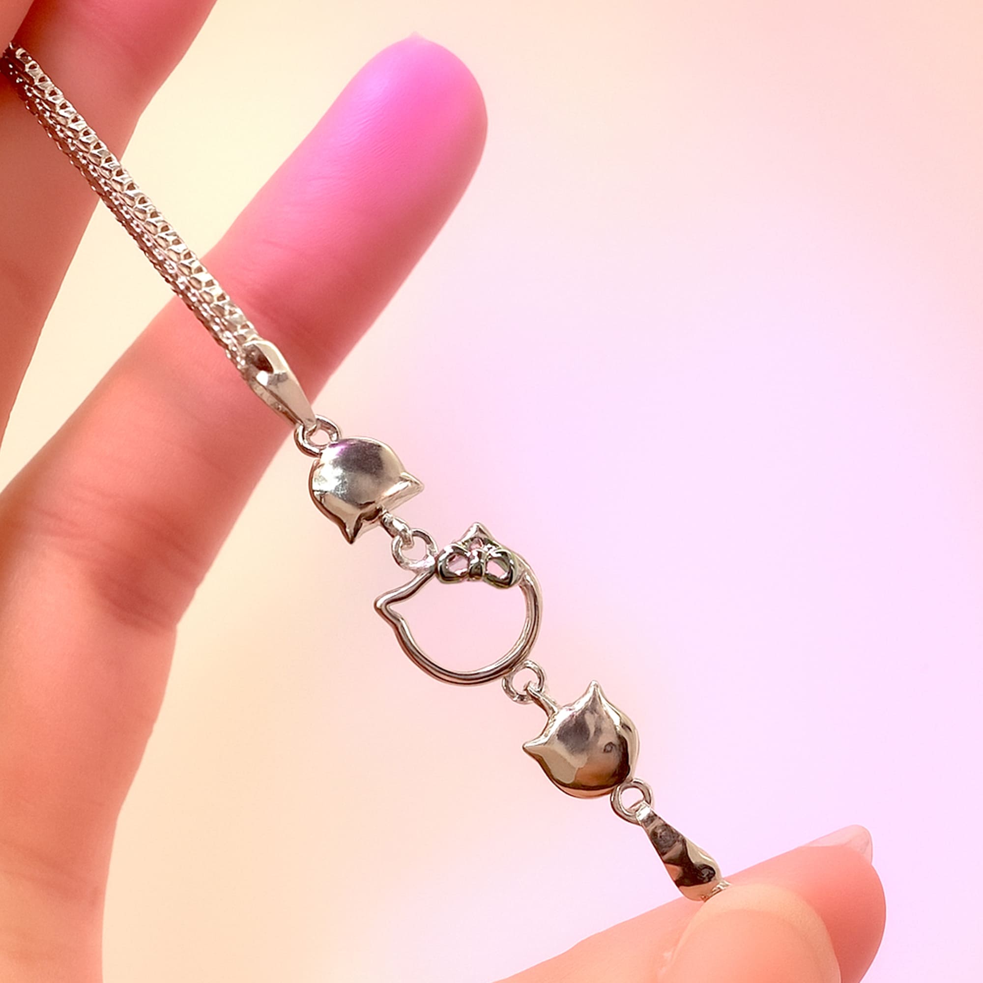 Merry Kitty Silver Bracelet - Image 3