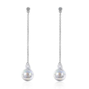 Sphere Rainbow Glass White Gold Layered Dangle Earrings