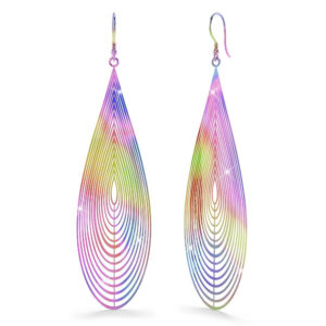 Bullion Gold Laser Etched Earrings In Rainbow