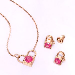 Boxed Celeste Heart Necklace and Earrings Set Embellished with SWAROVSKI® crystals