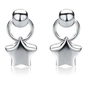 Solid 925 Sterling Silver Enchanting Star Drop Earrings